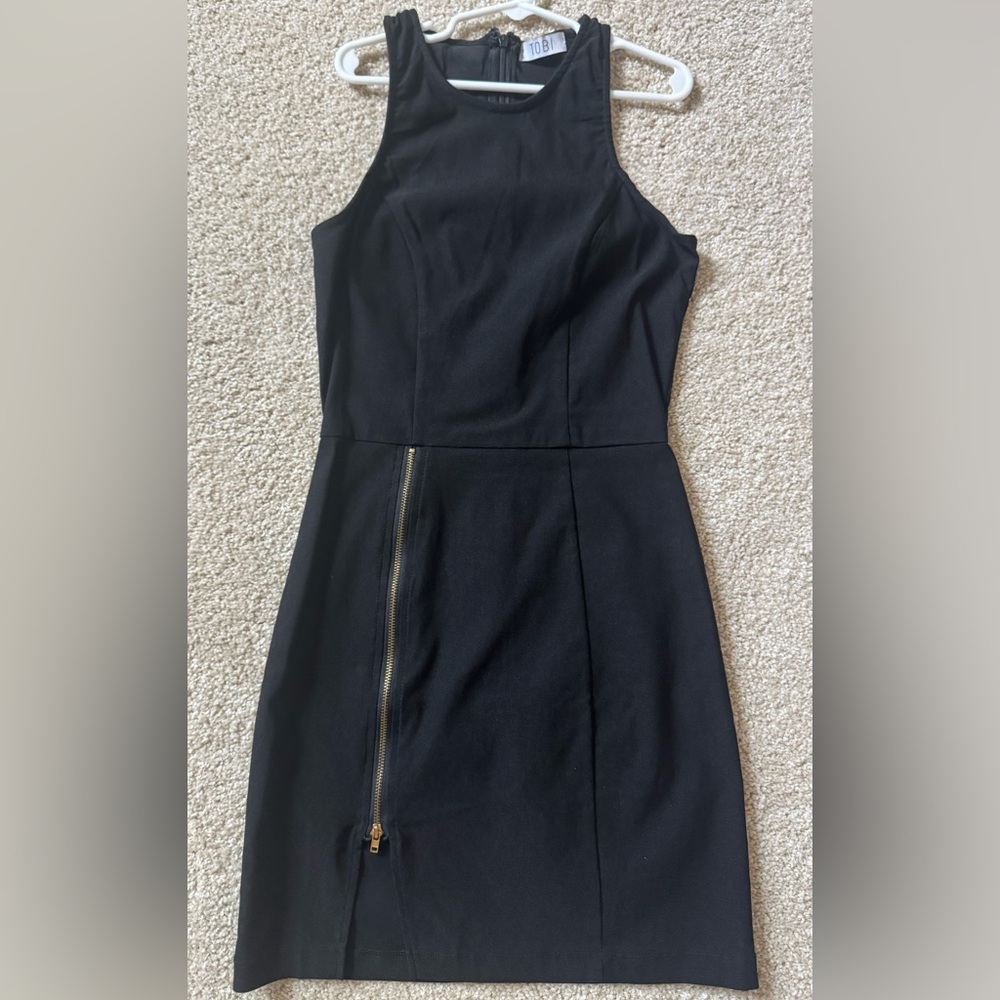 Tobi Black Dress with Gold Zipper Accent